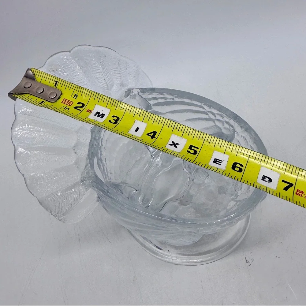 Clear Pressed Glass Turkey Candy Dish Thanksgiving Lidded Centerpiece Vintage